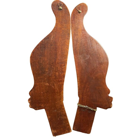 Vintage African Woman & Man Wood Carving Hanging Wall  Art 14” x 4” - Picture 2 of 2